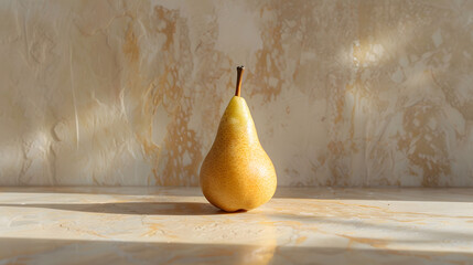 A Whimsical Illustration of a Pear in the Style of Human Yoga Postures, Bringing Humor and Creativity to Fruits - obrazy, fototapety, plakaty