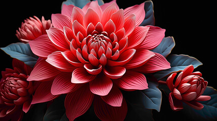 A close-up photograph of a Red Torch Ginger flower, its fiery red hues contrasting elegantly with a simple background