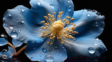 An exquisite shot of a rare and delicate Blue Himalayan Poppy in full bloom, set against a seamless...