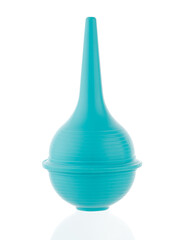 Children's educational toys, medical instruments, plastic. Children's toy enema on a white...