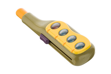 Children's educational toys, medical instruments, plastic. Children's toy thermometer on a white background.