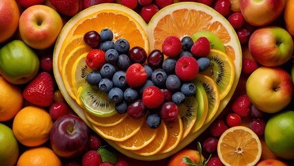 Different types of colorful fruits