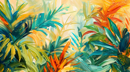 Botanical Beauty: A Symphony of Plants, Flowers, and Golden Grain in Vibrant Oil Paintings - A Celebration of Modern Art