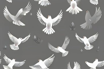 A free flying white dove isolated on transparent background - Generative AI