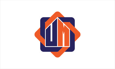 UM real estate logo design vector template.