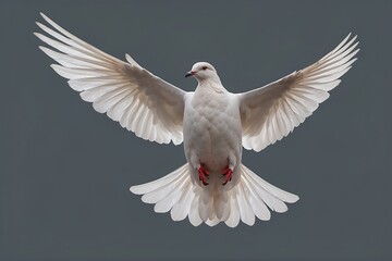 A free flying white dove isolated on transparent background - Generative AI