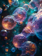 Embryonic stem cells depicted as a beacon of cellular therapy symbolize science's promise to heal and renew in a creative visual hymn - obrazy, fototapety, plakaty