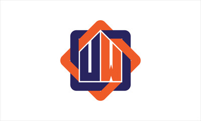 UW real estate logo design vector template.