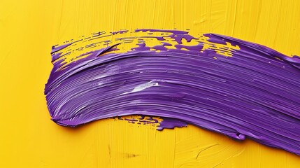 Oil painting. Purple and yellow. Thick smears of paint on canvas. Bright contrasting colors.
