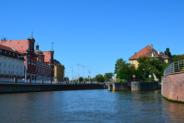 Fototapeta premium Wroclaw, Poland. Touristic boat trip on the Odra River