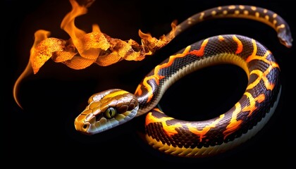 A Snake With Patterns That Resemble Flames Flicke - obrazy, fototapety, plakaty