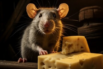 Crumbly Rat cheese. Cute funny paw. Generate Ai