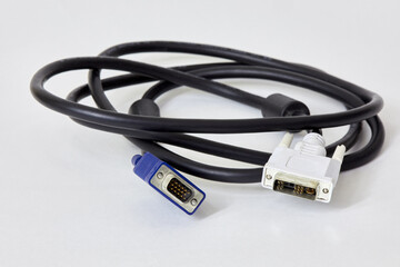 VGA DVI cable on white background.