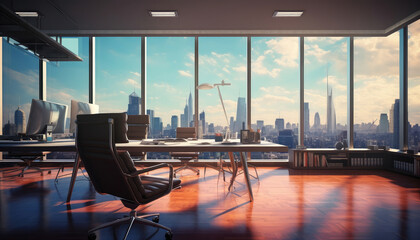 Elegant Modern Office Overlooking the City Skyline