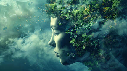 Image of mother earth. Earth day concept, Earth hour. Green background, copy space.
