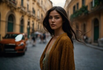 Fototapeta premium woman walking in the city