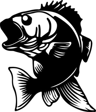 black fish leaping, open mouth clip art preview