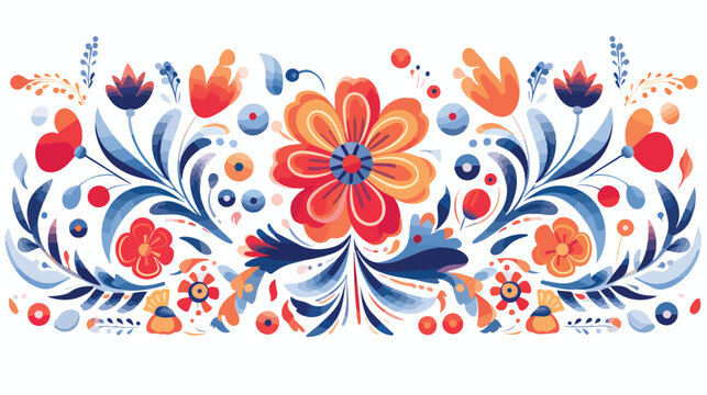 Vector decorative background and floral elements flat 