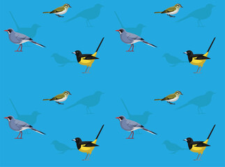 Bird Bahama Oriole Vireo Thrush Cute Seamless Wallpaper Background