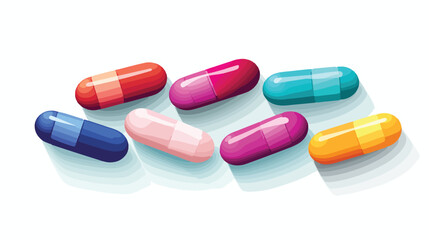 Vector illustration of pills on white background flat 