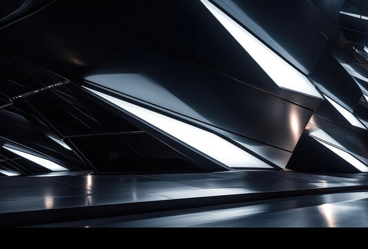 Futuristic Metallic Structure with Lighting Accents
