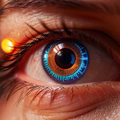 Deurstickers Closeup of eye with retinal scan for optical cybersecurity login technology © Kheng Guan Toh