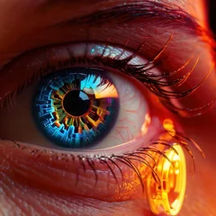 Foto op Plexiglas anti-reflex Closeup of eye with retinal scan for optical cybersecurity login technology © Kheng Guan Toh