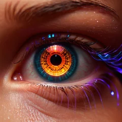 Türaufkleber Closeup of eye with retinal scan for optical cybersecurity login technology © Kheng Guan Toh