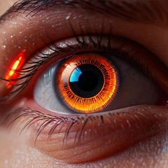 Zelfklevend Fotobehang Closeup of eye with retinal scan for optical cybersecurity login technology © Kheng Guan Toh