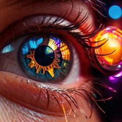 Fotobehang Closeup of eye with retinal scan for optical cybersecurity login technology © Kheng Guan Toh