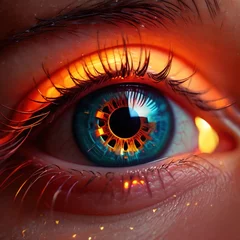 Foto auf Acrylglas Closeup of eye with retinal scan for optical cybersecurity login technology © Kheng Guan Toh