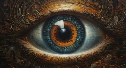 Women eye sight oil painting creative art.