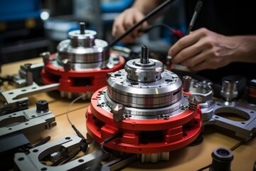 Person Working on Machine Close Up