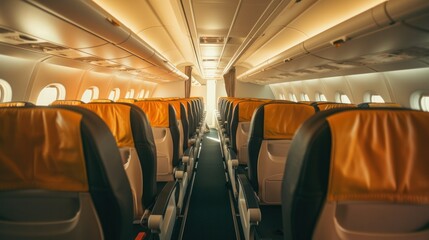 Interior of a modern passenger plane - obrazy, fototapety, plakaty