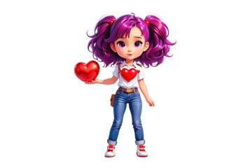 Little Girl with Shiny Purple Hair (PNG 10800x7200)