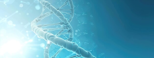 Abstract Blue DNA Structure Scientific Background - obrazy, fototapety, plakaty