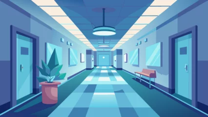 Fotobehang Soft dim lighting illuminates the hallways of the Oncology Department creating a peaceful and serene ambiance that helps to ease the minds of © Justlight