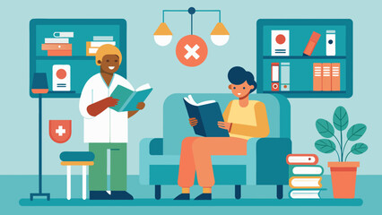 Fototapeta premium The waiting area in the Oncology Department offers a variety of reading materials and informational resources giving patients and their loved