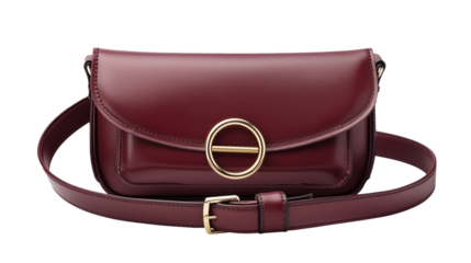 A trendy belt bag in rich burgundy leather, styled with a chic buckle and adjustable strap