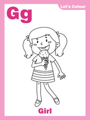 Vector illustration Alphabet A-Z Tracing and colour Worksheet, Exercises for kids - outline