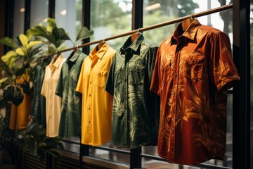Line of Shirts Hanging on Clothesline