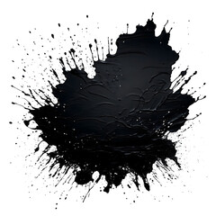 Abstract black in splash, paint, brush strokes, stain grunge isolated on white background.