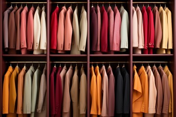 Closet Filled With Colorful Shirts