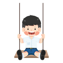 boy student having fun on swing - 762318590