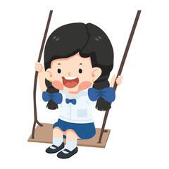 Girl student Smiling fun on swing - 762318596