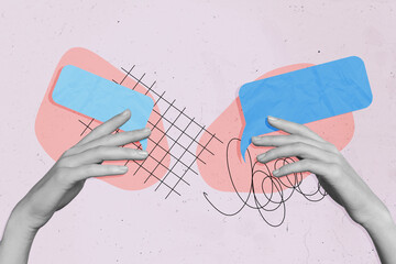 Composite image collage 3d sketch artwork of two hands wrist reach each other gesture text block...