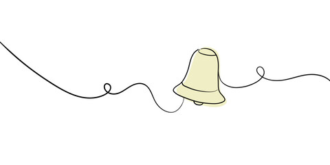 Notification bell line art drawing  isolated on white background. Social media element. Vector illustration