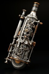 Intricate Metal Mechanical Device Sculpture - obrazy, fototapety, plakaty