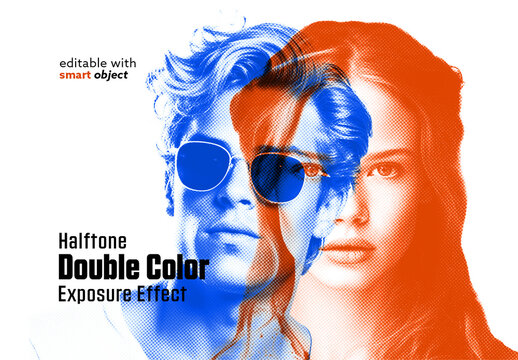 Double Halftone Color Exposure Effect