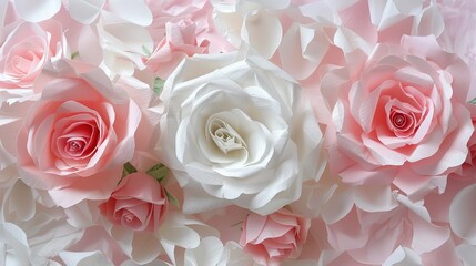 pink and white roses on paper background
